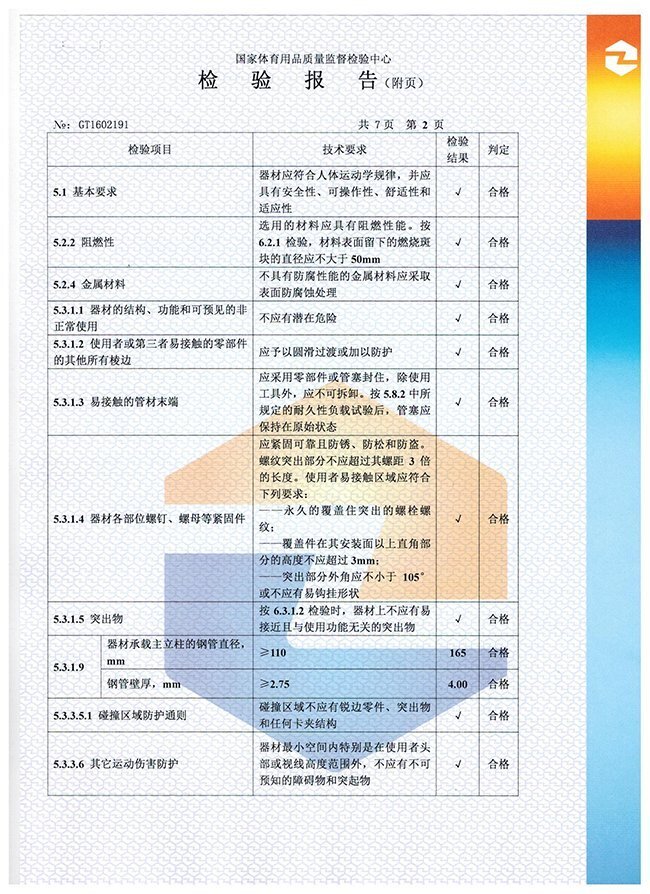 地埋籃球架檢驗報告